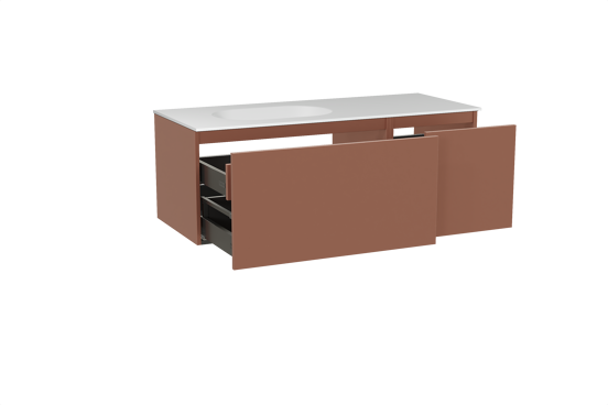 Balmani Sfera hängendes Möbelstück Set: 135 x 55 cm, Cotto, mit Tablo Oval Waschtisch links, Solid Surface Weiß matt