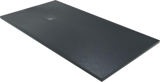 Balmani Vega douchebak 170 x 90 cm composietmarmer grafietgrijs leisteenstructuur