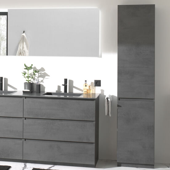 Balmani Lucida staande badkamerkast rechts beton donkergrijs 45 x 35 x 195 cm