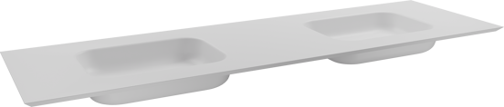 Balmani Eclips dubbele wastafel mat witte Solid Surface 180 x 55 cm