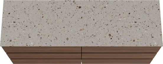 Balmani Lucida freistehendes Möbelstück Set: 180 x 55 cm, Amerikanischer Nussbaum, mit Stretto Einzel- oder Doppel Waschtischplatte, Terrazzo in Greige