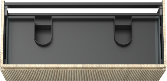 Storke Ribs meuble sous-vasque suspendu 120 x 52 cm chêne brut 2 tiroirs