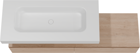 Balmani Mitra Elements meuble salle de bains suspendu 180 x 55 cm chêne naturel avec Dominus lavabo simple pour 2 trous de robinet 120 cm en solid surface blanc mat