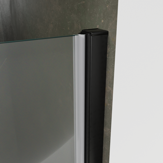 Luca Varess Kuresa porte pivotante 80 x 200 cm verre transparent avec bande matte profil noir mat