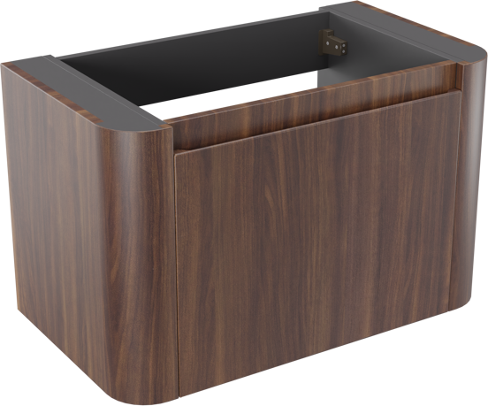 Storke Soft meuble sous-lavabo suspendu 80 x 46 cm Noyer 2 tiroirs