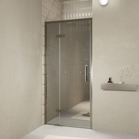 Balmani Senses Design douche draaideur links 100 cm x 210 cm Reflex spiegelglas, Brushed GunMetal profielen, met coating