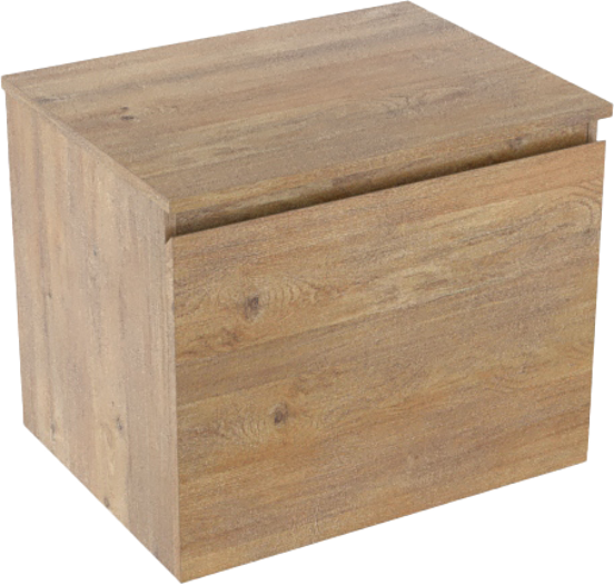 Linie Lado hängendes Möbelstück Set: 60 x 46 cm, Naturbelassene Eiche, mit Lado Einzel Waschtischplatte, Melamin Naturbelassene Eiche