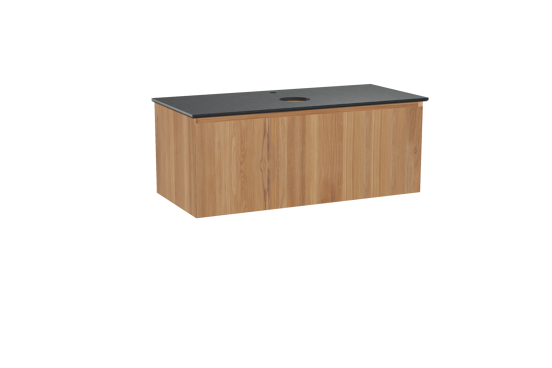 Balmani Idra meuble salle de bains suspendu 120 x 55 cm teck avec Facetta tablette simple en granit noir