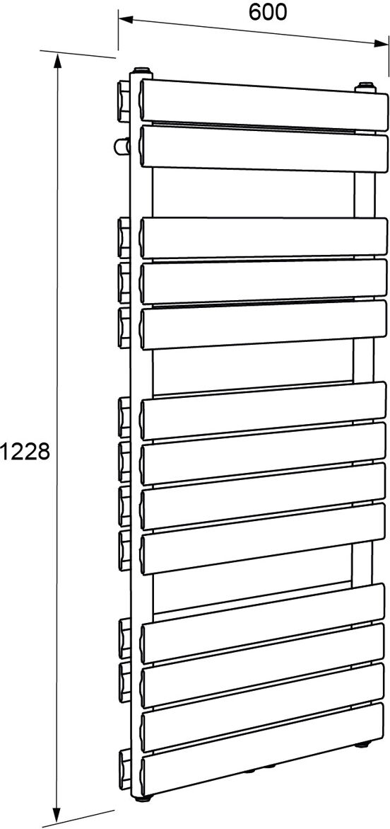 Vipera Vulcan dubbele handdoekradiator 60 x 123 cm elektrische verwarming hoogglans wit zij- en middenaansluiting 1.256W, weerstand inbegrepen