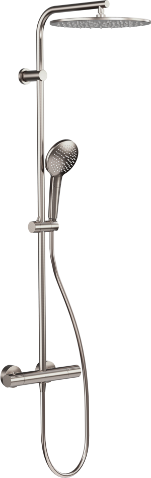Blaufoss Round 300 Duschsystem: Brushed CoolMetal