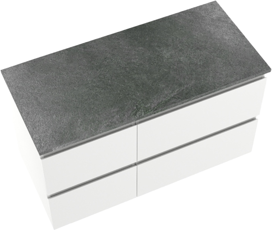 Linie Lado zwevend badkamermeubel 100 x 46 cm glanzend wit met Lado enkel of dubbel tablet in melamine leisteen grijs