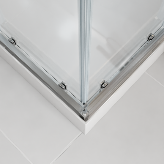 Luca Varess Talan Duschkabine: Schiebetür, 90 x 90 cm, Klarglas, Chrom Profil, matt