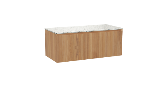 Balmani Idra meuble salle de bains suspendu 120 x 55 cm teck avec Stretto tablette simple ou double en blanc/noir mat terrazzo