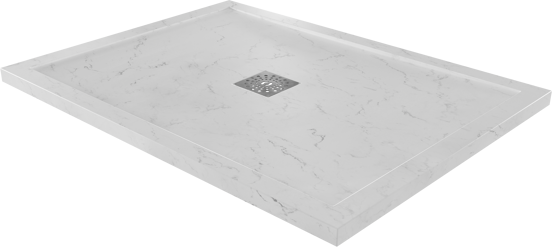 Linie Lido douchebak 120 x 90 cm composietmarmer witte marmer look leisteenstructuur