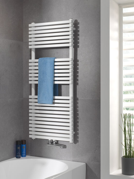 Vipera Vesuvio einzel Handtuchheizkörper 50 x 120 cm elektrische Heizung weiß matt Seiten- und Mittelanschluss 808W, inkl. Widerstand, nicht für Deutschland geeignet