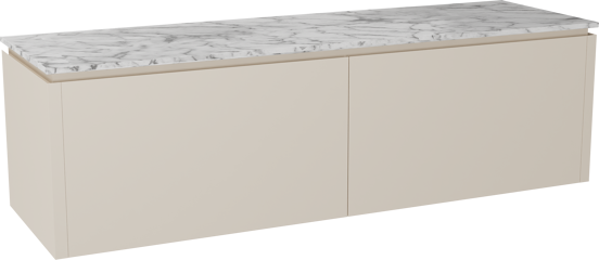 Balmani Eclips meuble salle de bains suspendu 180 x 55 cm Sandbeige avec Stretto tablette simple ou double en Marbre Carrare