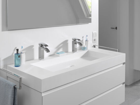 Balmani Modus plan simple pour 2 trous de robinet mat Solid Surface 135 x 55 cm