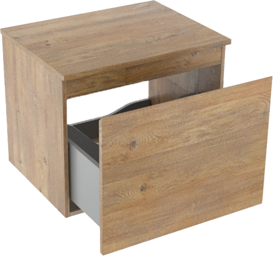 Linie Lado hängendes Möbelstück Set: 60 x 46 cm, Naturbelassene Eiche, mit Lado Einzel Waschtischplatte, Melamin Naturbelassene Eiche