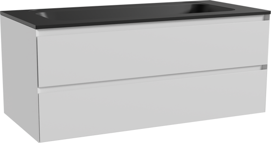 Balmani Mitra meuble salle de bains suspendu 120 x 55 cm blanc mat avec Tablo Strada lavabo simple pour 2 trous de robinet en marbre composite noir mat