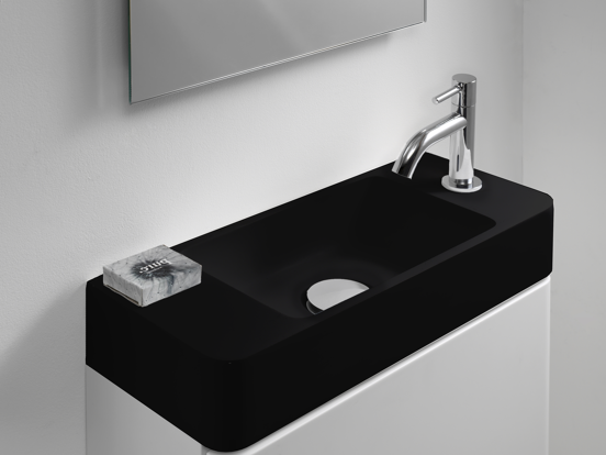 Storke Curvado Handwaschbecken: Quarz, matt, 45 x 18 cm
