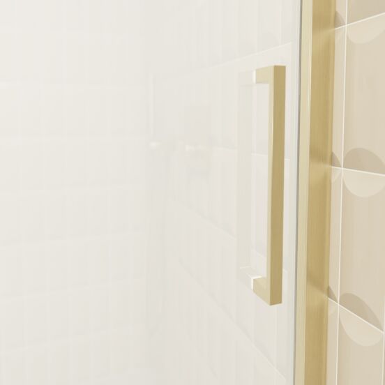 Balmani Senses Design porte coulissante à gauche 120 cm x 210 cm verre transparent avec bande matte, Profil Brushed Champagne Gold