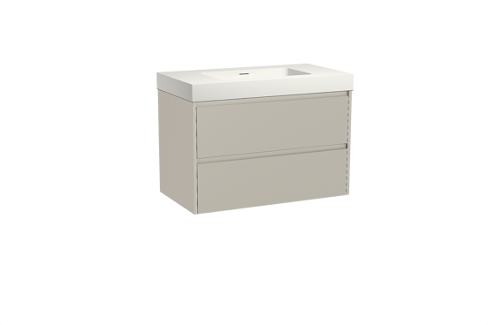 Storke Seda hängendes Möbelstück Set: 95 x 52 cm, Seidengrau, mit Mata High Einzelwaschtisch, Solid Surface Weiß matt