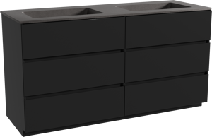 Storke Edge meuble salle de bains à poser 150 x 52 cm noir mat avec Scuro double vasque en quartz noir mat