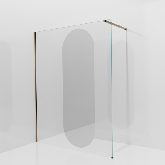 Balmani Modular inloopdouche: 160 x 200 cm, Reflex ovaal spiegelglas, Brushed Rosegold profielen