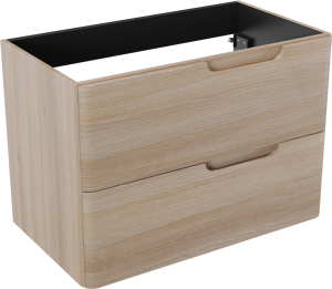 Linie Curvo zwevende wastafelonderkast 80 x 46 cm licht eiken 2 lades