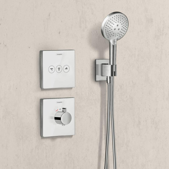 Hansgrohe Showerselect Highflow Thermostat-Duscharmatur: Unterputz, Chrom und Weiß glänzend