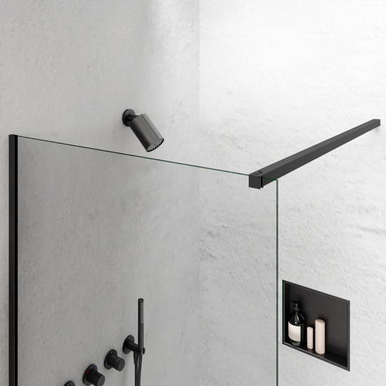 Blaufoss Luxor 90 Tête de douche rond 14 x 9 cm avec support mural noir mat