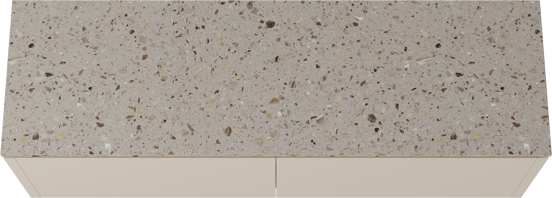 Balmani Eclips hängendes Möbelstück Set: 180 x 55 cm, Sandbeige, mit Stretto Einzel- oder Doppel Waschtischplatte Greige Terrazzo