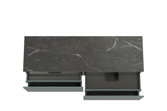 Balmani Sfera meuble salle de bains suspendu 180 x 55 cm forest avec Stretto tablette simple ou double en marbre pietra grey