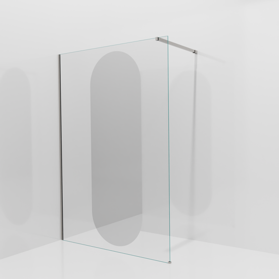 Balmani Modular Walk-In Dusche: 140 x 200 cm, Reflex-Spiegelglas Oval, Profil Brushed Inox