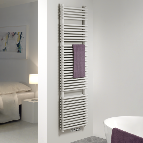 Vipera Alegria sèche-serviettes double 50 x 180 cm chauffage central blanc mat raccordements latéral et central possibles 1.575W