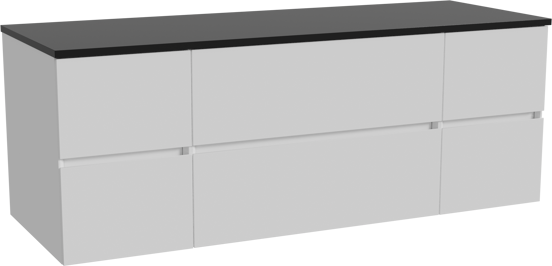 Storke Edge hängendes Möbelstück Set: 145 x 52 cm, Weiß glänzend, mit Panton Einzel- oder Doppel Waschtischplatte, Pulverbeschichtetes MDF Schwarz matt