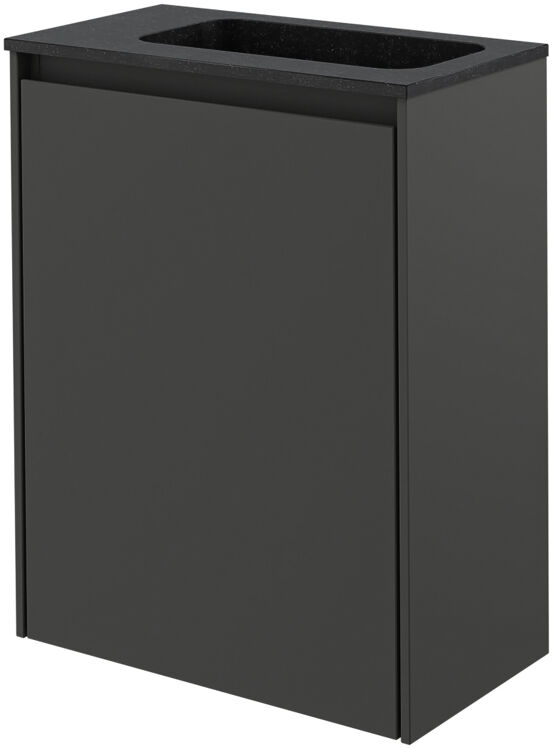 Storke Edge zwevend toiletmeubel 40 x 22 cm mat zwart met Fina wastafel in mat quartz