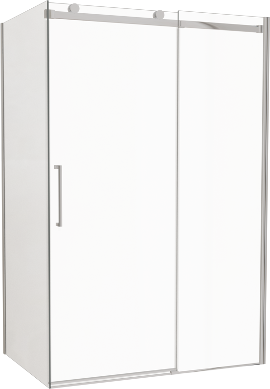 Luca Varess Boltano Eckdusche Schiebetür mit fixierter Seitenwand, 130 x 90 cm, Klarglas, Profil Chrom