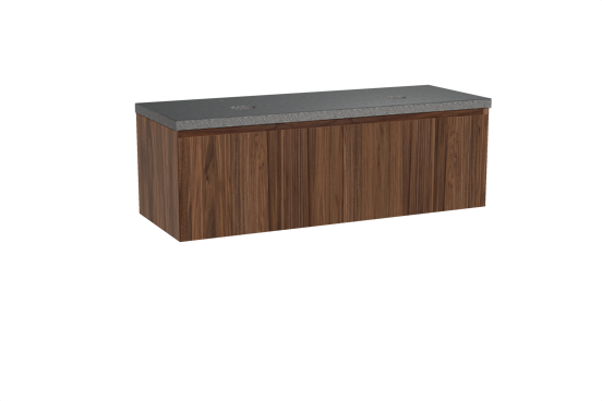 Balmani Idra meuble salle de bains suspendu 150 x 55 cm noyer avec Rock tablette double en granit noir