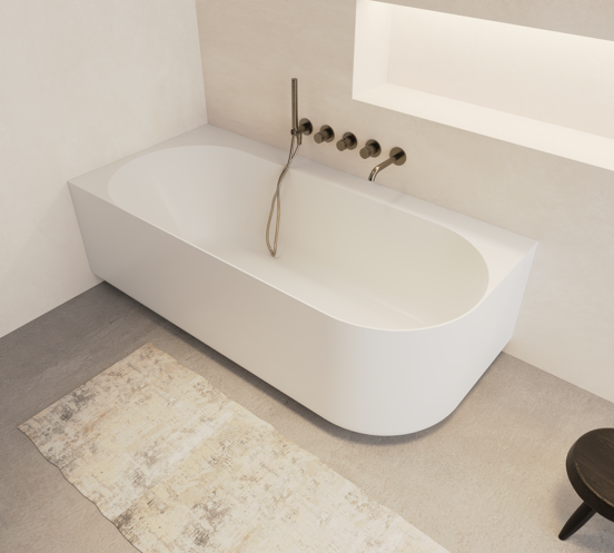 Balmani Scala baignoire d'angle gauche baignoire duo 175 x 80 cm Solid Surface blanc mat