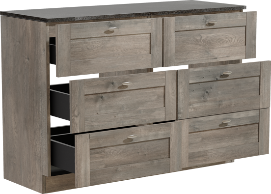 Linie Classo meuble salle de bains à poser 120 x 46 cm chêne gris avec Lado tablette simple ou double en mélaminé ardoise gris