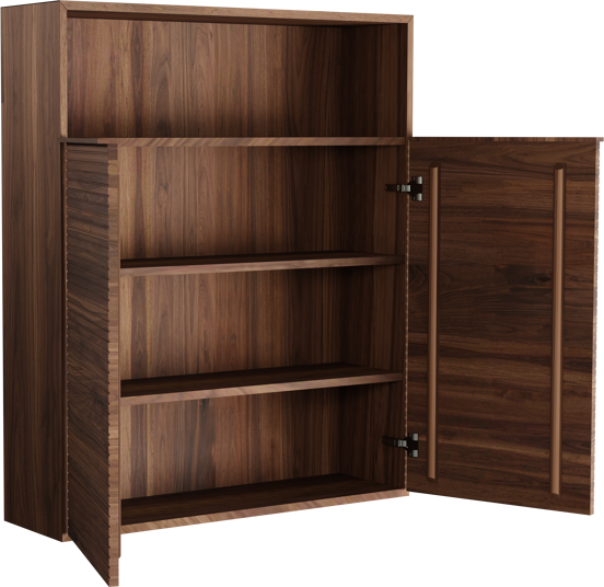 Balmani Forma Badhochschrank: Hängend, horizontale Rippen, Amerikanischer Nussbaum, 100 x 30 x 120 cm