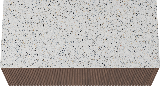 Balmani Eclips meuble salle de bains suspendu 120 x 55 cm Noyer américain avec Stretto tablette simple ou double en Bianco Nero Terrazzo, Nervure droite symétrique verticale