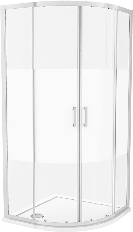 Luca Varess Vidor paroi de douche quart de rond 90 x 90 cm verre transparent avec bande matte profil chrome brillant