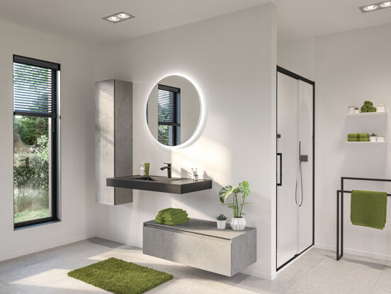 Storke Edge Modulo meuble sous-vasque suspendu 105 x 48 cm béton gris foncé 1 tiroir