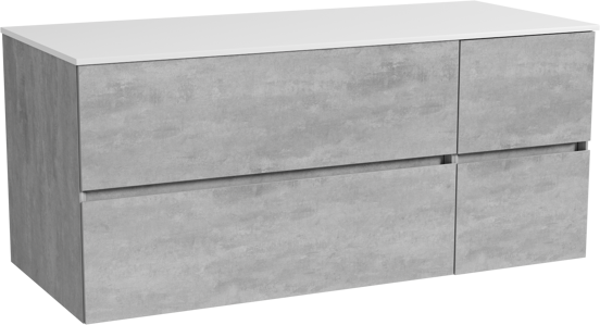 Storke Edge zwevend badmeubel 120 x 52 cm beton donkergrijs met Tavola enkel of dubbel wastafelblad in solid surface mat wit