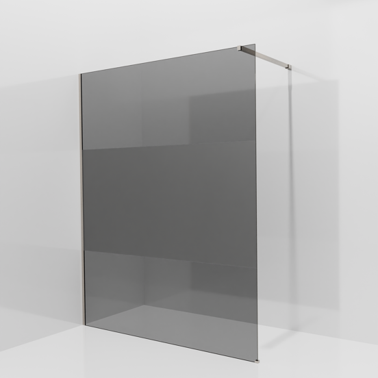 Balmani Modular inloopdouche: 160 x 200 cm, Rookglas met matte strook met coating, Brushed CoolMetal profielen