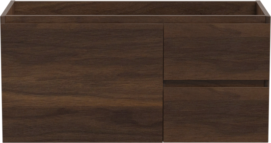 Storke Edge zwevende wastafelonderkast 100 x 46 cm asymmetrisch links notenhout 4 lades
