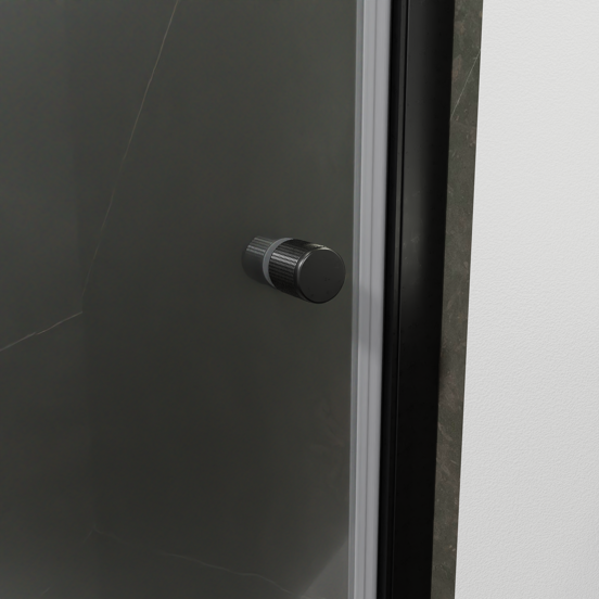 Luca Varess Kuresa porte pivotante 100 x 200 cm verre transparent profil noir mat