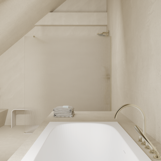Balmani Modular inloopdouche: 160 x 200 cm, Ribs met coating, Brushed CoolMetal profielen